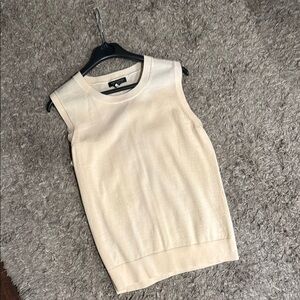 Banana Republic Black and Cream Marino Wool Ribbed Tank Top